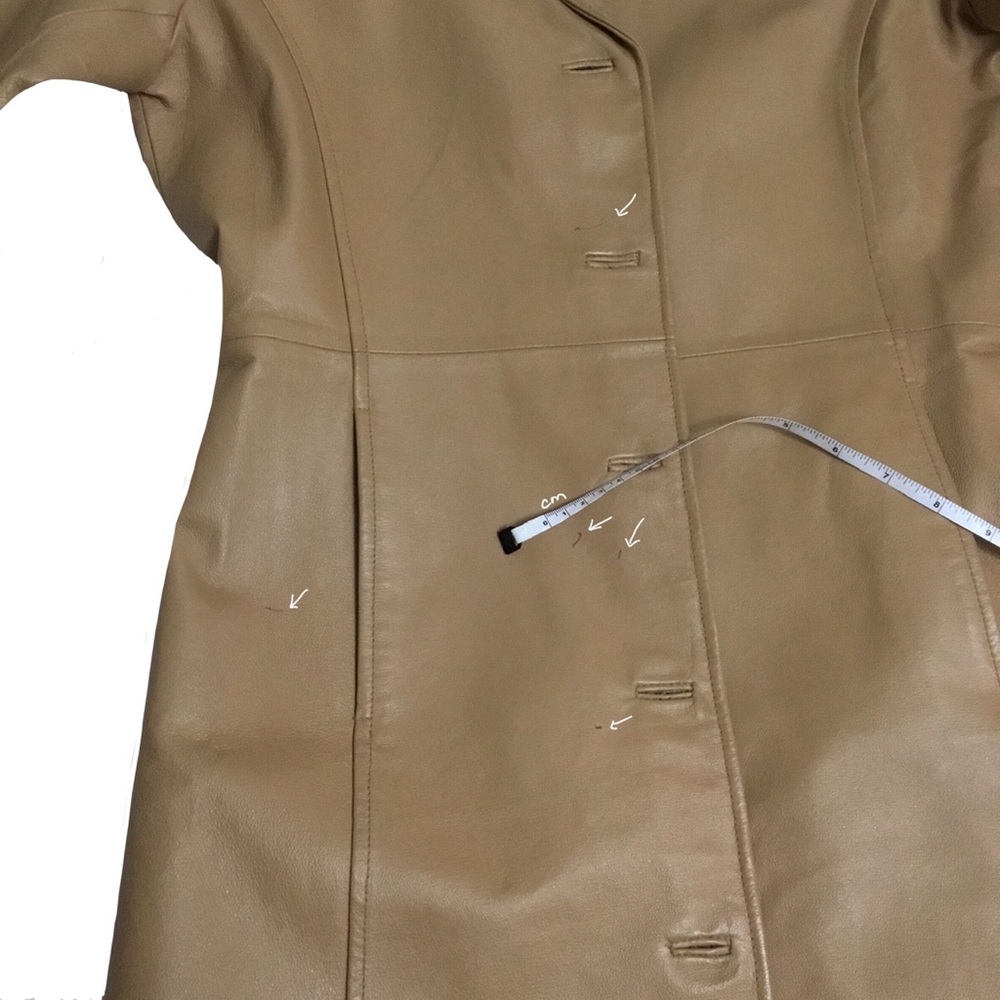size 6 - Vintage Y2K Metro Style Woman’s Tan 100% Leather Shell Coat - Picture 5 of 5
